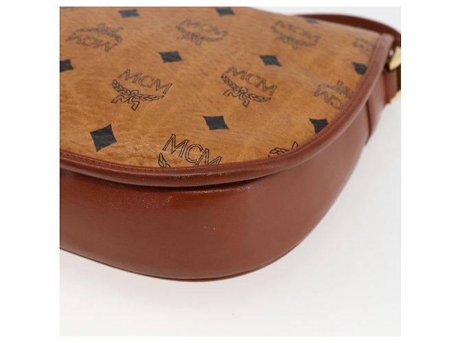 Borsa a Spalla MCM Vicetos Logogram in Pelle PVC Marrone Oro Auth 173556 - vista 15