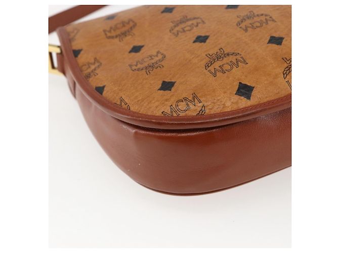 Borsa a Spalla MCM Vicetos Logogram in Pelle PVC Marrone Oro Auth 173556 - vista 16