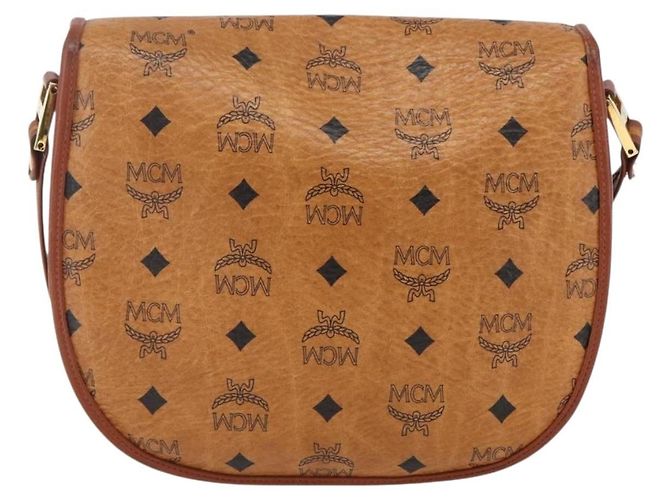 Borsa a Spalla MCM Vicetos Logogram in Pelle PVC Marrone Oro Auth 173556 - vista 2