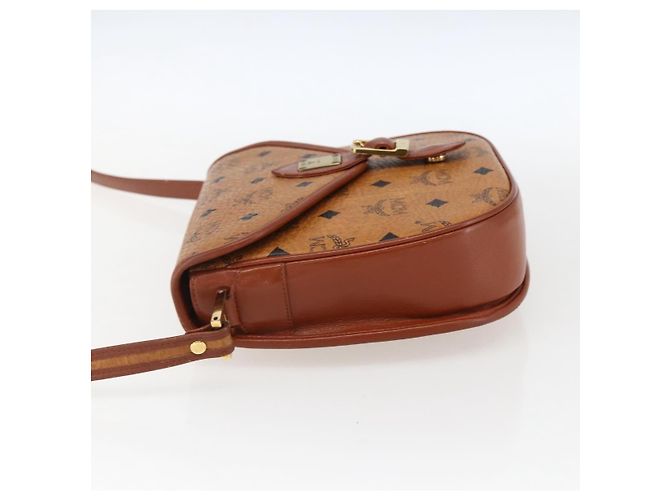 Borsa a Spalla MCM Vicetos Logogram in Pelle PVC Marrone Oro Auth 173556 - vista 3