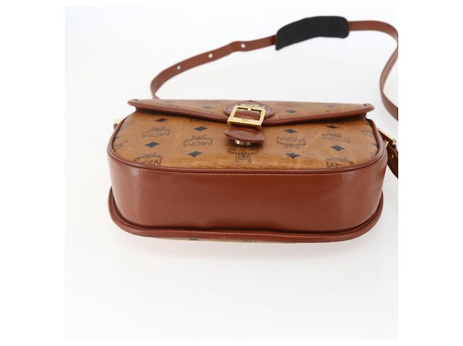 Borsa a Spalla MCM Vicetos Logogram in Pelle PVC Marrone Oro Auth 173556 - vista 5