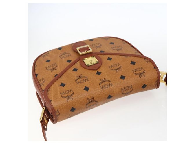 Borsa a Spalla MCM Vicetos Logogram in Pelle PVC Marrone Oro Auth 173556 - vista 6