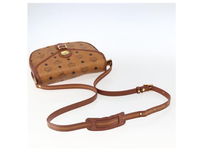 Borsa a Spalla MCM Vicetos Logogram in Pelle PVC Marrone Oro Auth 173556 - vista 7