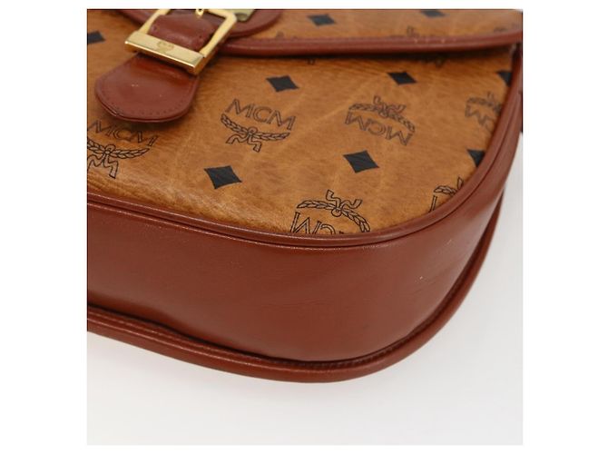 Borsa a Spalla MCM Vicetos Logogram in Pelle PVC Marrone Oro Auth 173556 - vista 9