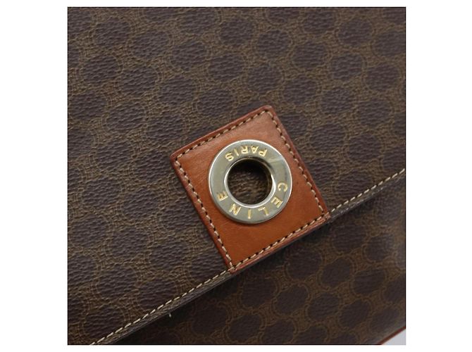 Céline Sac à bandoulière circulaire en toile Macadam CELINE en cuir PVC marron et or Auth ep13354 Doré - vue 17