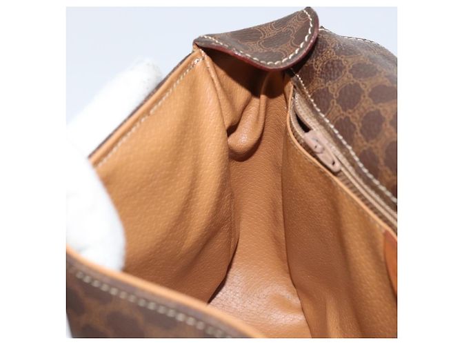 Céline Sac à bandoulière circulaire en toile Macadam CELINE en cuir PVC marron et or Auth ep13354 Doré - vue 19