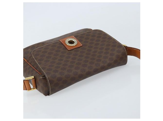 Céline Sac à bandoulière circulaire en toile Macadam CELINE en cuir PVC marron et or Auth ep13354 Doré - vue 6