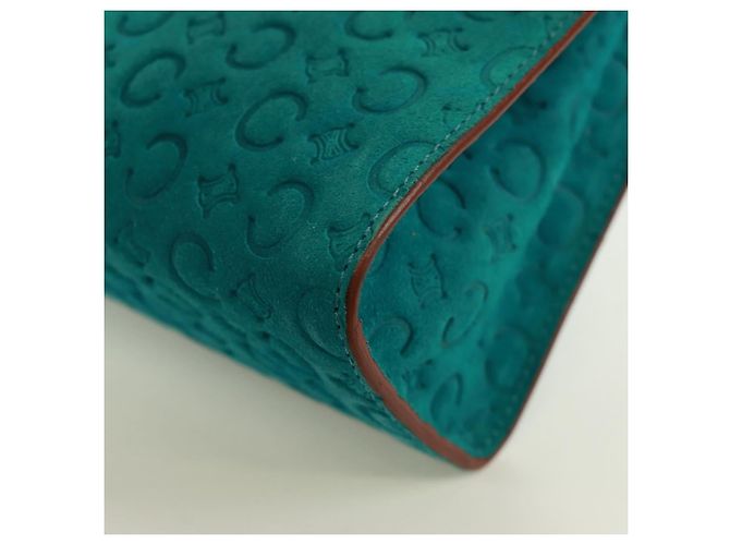 Céline Bolsa de mão em lona Macadam C da CELINE em camurça azul turquesa prateado Auth 170908V Prata - vista 14