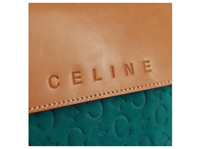 Céline Bolsa de mão em lona Macadam C da CELINE em camurça azul turquesa prateado Auth 170908V Prata - vista 17