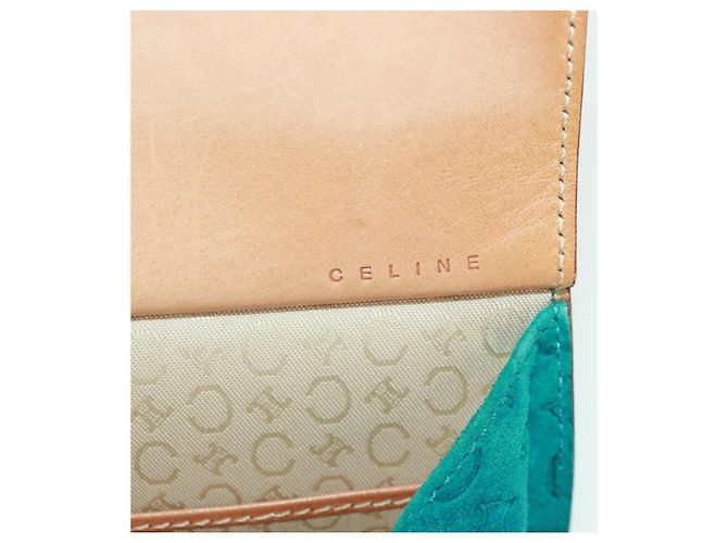 Céline Bolsa de mão em lona Macadam C da CELINE em camurça azul turquesa prateado Auth 170908V Prata - vista 18