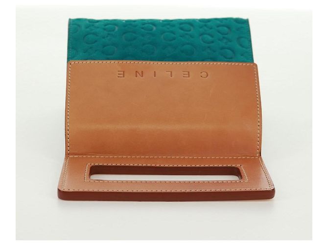 Céline Bolsa de mão em lona Macadam C da CELINE em camurça azul turquesa prateado Auth 170908V Prata - vista 6