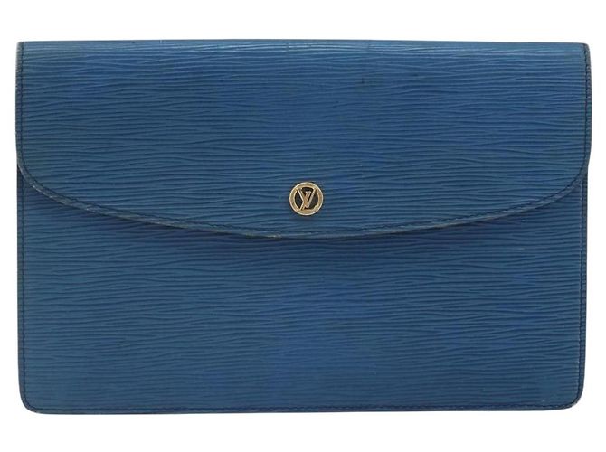 LOUIS VUITTON Clutch Montaigne 23 Epi Blu M52665 LV Auth am10715 - vista 13