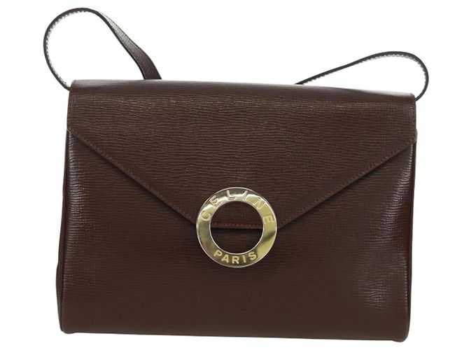 Céline Borsa a Spalla CELINE Circle in Pelle Marrone Oro Auth 171061A D'oro - vista 13