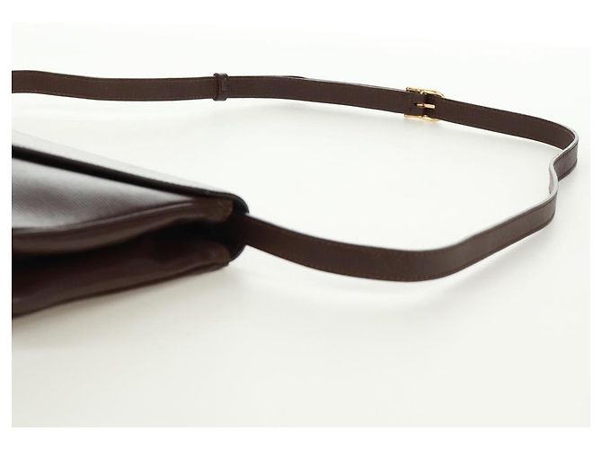 Céline Borsa a Spalla CELINE Circle in Pelle Marrone Oro Auth 171061A D'oro - vista 14