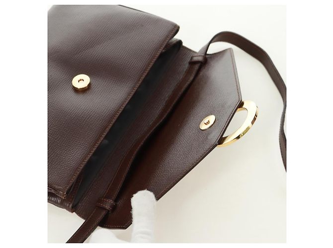 Céline Borsa a Spalla CELINE Circle in Pelle Marrone Oro Auth 171061A D'oro - vista 20