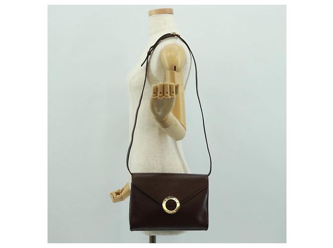 Céline Borsa a Spalla CELINE Circle in Pelle Marrone Oro Auth 171061A D'oro - vista 24