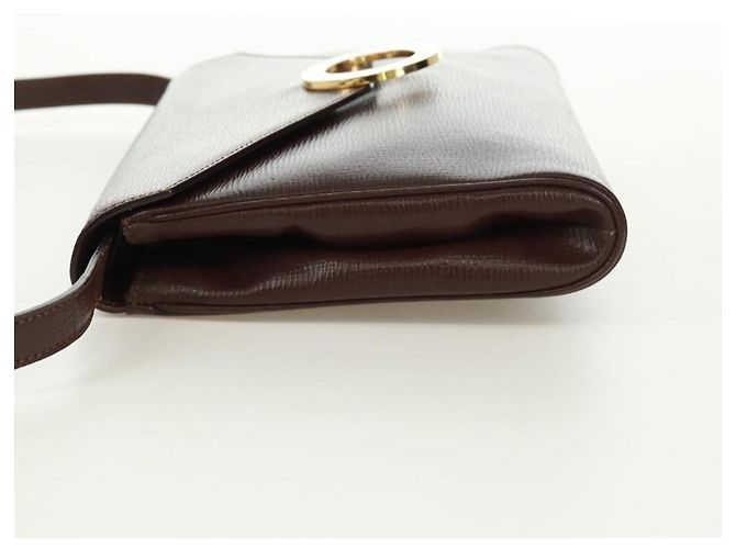 Céline Borsa a Spalla CELINE Circle in Pelle Marrone Oro Auth 171061A D'oro - vista 3