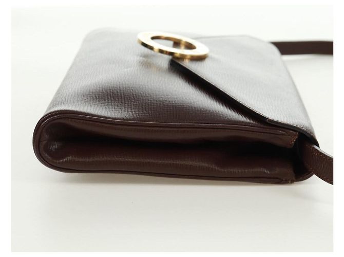 Céline Borsa a Spalla CELINE Circle in Pelle Marrone Oro Auth 171061A D'oro - vista 4