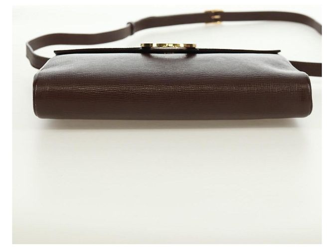 Céline Borsa a Spalla CELINE Circle in Pelle Marrone Oro Auth 171061A D'oro - vista 5