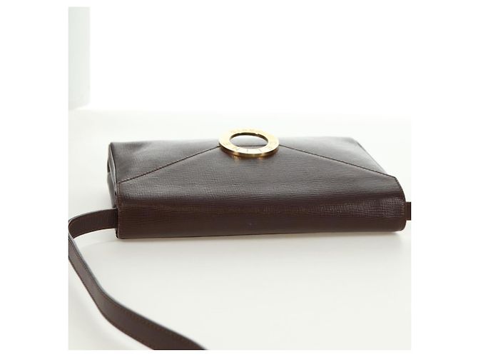 Céline Borsa a Spalla CELINE Circle in Pelle Marrone Oro Auth 171061A D'oro - vista 6