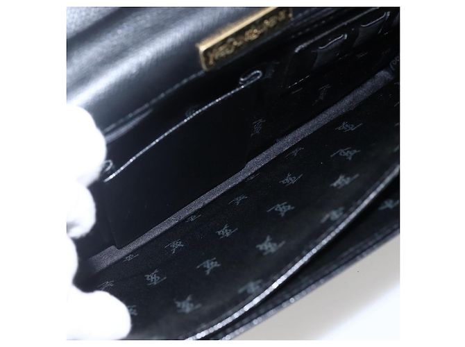 SAINT LAURENT Borsa a mano in pelle nera dorata Auth 166857 Nero D'oro - vista 11