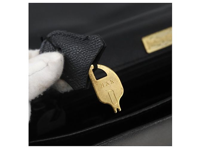 SAINT LAURENT Borsa a mano in pelle nera dorata Auth 166857 Nero D'oro - vista 12
