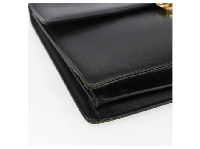SAINT LAURENT Borsa a mano in pelle nera dorata Auth 166857 Nero D'oro - vista 14