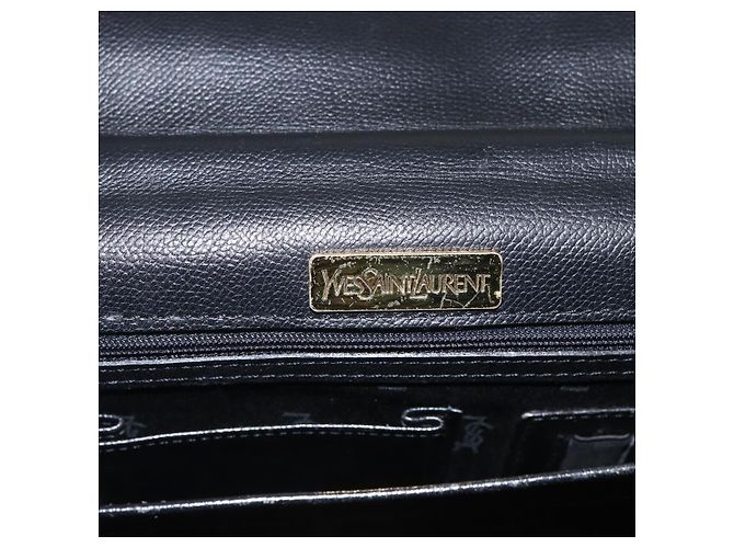 SAINT LAURENT Borsa a mano in pelle nera dorata Auth 166857 Nero D'oro - vista 17