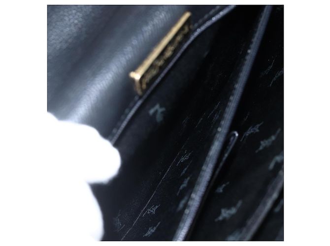 SAINT LAURENT Borsa a mano in pelle nera dorata Auth 166857 Nero D'oro - vista 21