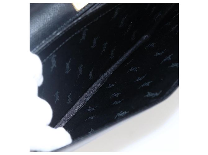 SAINT LAURENT Borsa a mano in pelle nera dorata Auth 166857 Nero D'oro - vista 22
