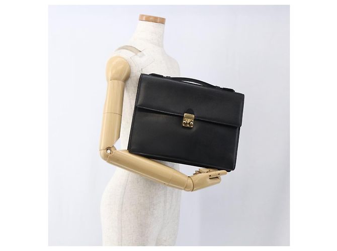 SAINT LAURENT Borsa a mano in pelle nera dorata Auth 166857 Nero D'oro - vista 24