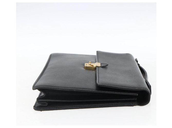 SAINT LAURENT Borsa a mano in pelle nera dorata Auth 166857 Nero D'oro - vista 4
