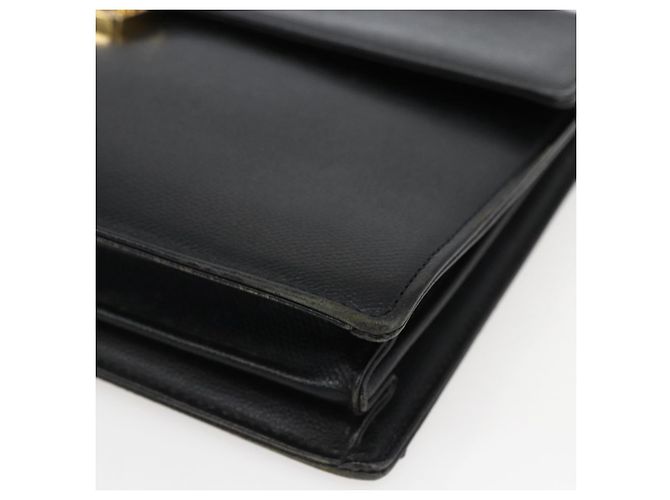 SAINT LAURENT Borsa a mano in pelle nera dorata Auth 166857 Nero D'oro - vista 9