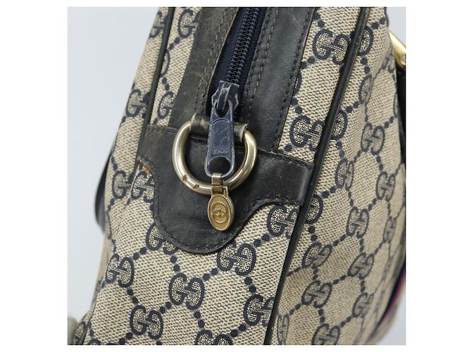 Borsa a mano Gucci GG Supreme Sherry Line PVC Navy Gold Auth ep13353 D'oro Blu navy - vista 10