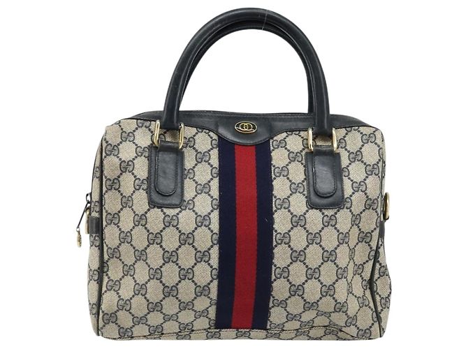 Borsa a mano Gucci GG Supreme Sherry Line PVC Navy Gold Auth ep13353 D'oro Blu navy - vista 13