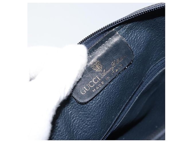 Borsa a mano Gucci GG Supreme Sherry Line PVC Navy Gold Auth ep13353 D'oro Blu navy - vista 18