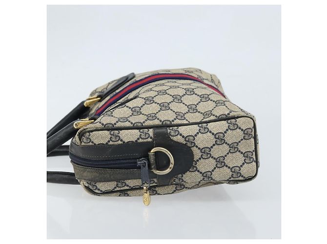 Borsa a mano Gucci GG Supreme Sherry Line PVC Navy Gold Auth ep13353 D'oro Blu navy - vista 4