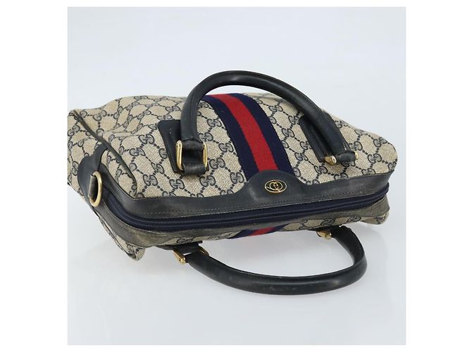 Borsa a mano Gucci GG Supreme Sherry Line PVC Navy Gold Auth ep13353 D'oro Blu navy - vista 6
