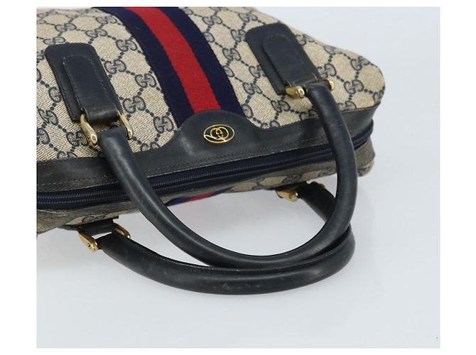 Borsa a mano Gucci GG Supreme Sherry Line PVC Navy Gold Auth ep13353 D'oro Blu navy - vista 7