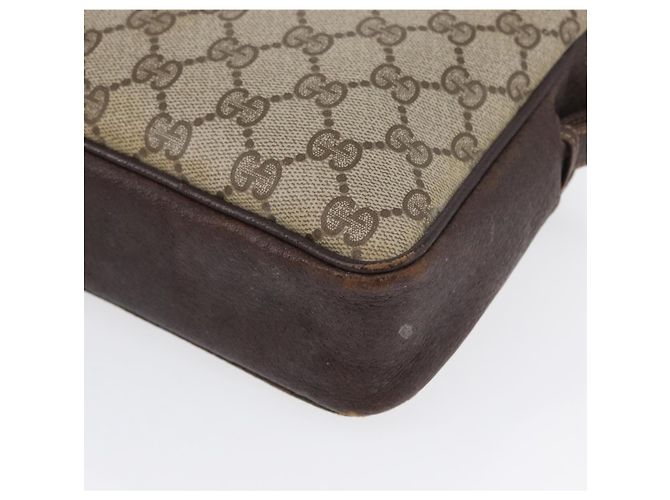 Borsa a Spalla Gucci GG Supreme Horsebit Web Sherry Line PVC Beige Oro Auth 169629 D'oro - vista 17