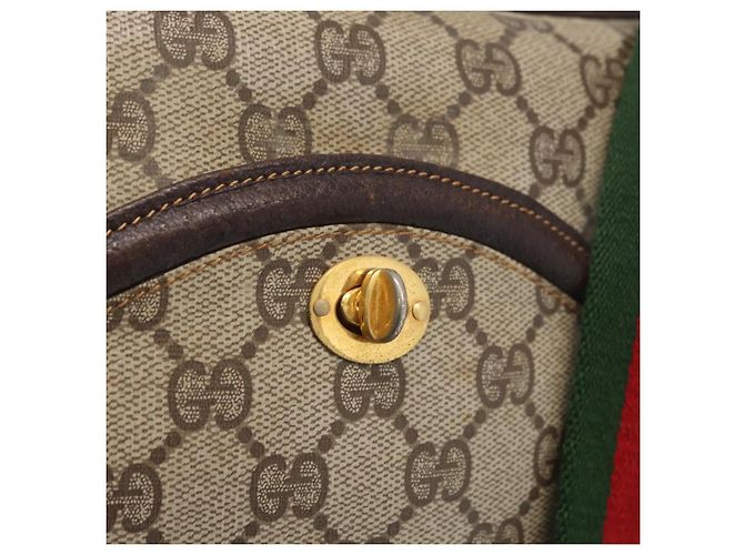 Borsa a Spalla Gucci GG Supreme Horsebit Web Sherry Line PVC Beige Oro Auth 169629 D'oro - vista 18