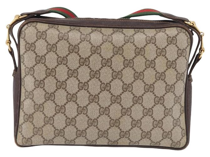 Borsa a Spalla Gucci GG Supreme Horsebit Web Sherry Line PVC Beige Oro Auth 169629 D'oro - vista 2