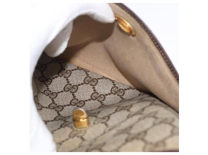 Borsa a Spalla Gucci GG Supreme Horsebit Web Sherry Line PVC Beige Oro Auth 169629 D'oro - vista 21