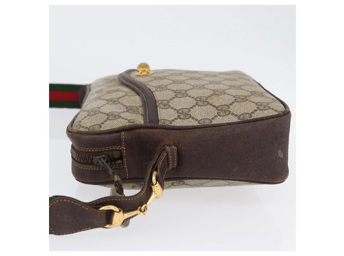 Borsa a Spalla Gucci GG Supreme Horsebit Web Sherry Line PVC Beige Oro Auth 169629 D'oro - vista 4