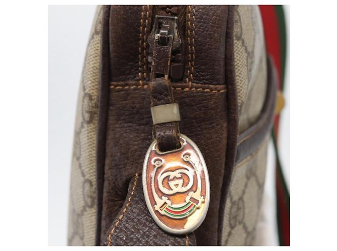 Borsa a Spalla Gucci GG Supreme Horsebit Web Sherry Line PVC Beige Oro Auth 169629 D'oro - vista 9