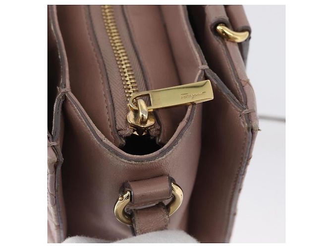 Borsa a Spalla Salvatore Ferragamo Vala in Pelle 2 in 1 Viola Oro Auth 173180 D'oro Porpora - vista 10