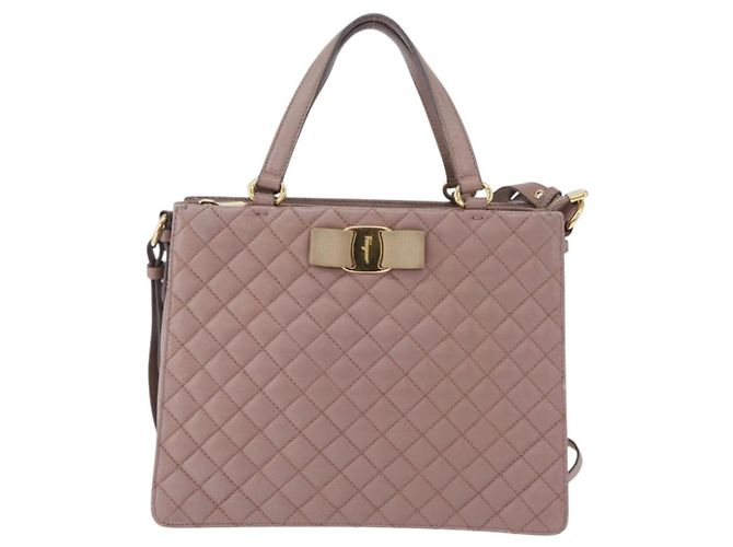 Borsa a Spalla Salvatore Ferragamo Vala in Pelle 2 in 1 Viola Oro Auth 173180 D'oro Porpora - vista 13