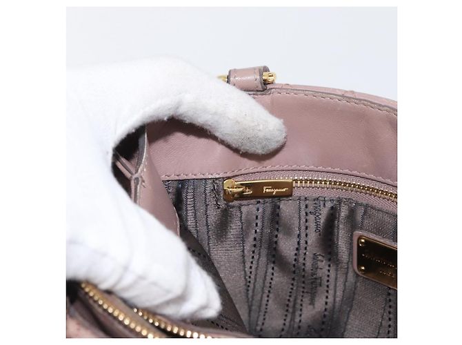 Borsa a Spalla Salvatore Ferragamo Vala in Pelle 2 in 1 Viola Oro Auth 173180 D'oro Porpora - vista 24