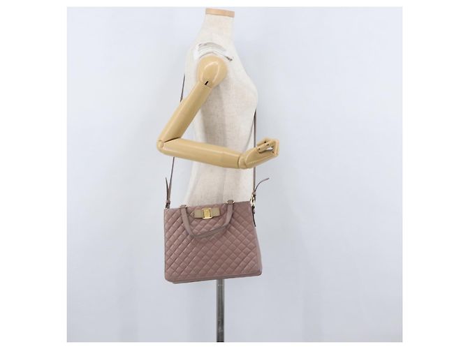 Borsa a Spalla Salvatore Ferragamo Vala in Pelle 2 in 1 Viola Oro Auth 173180 D'oro Porpora - vista 26