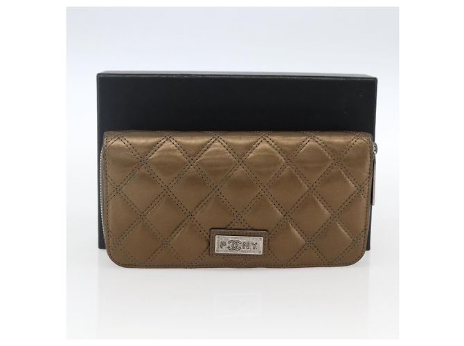 CHANEL Bicolore Long Wallet Leather Gold CC Auth LNZ276V Golden - view 12